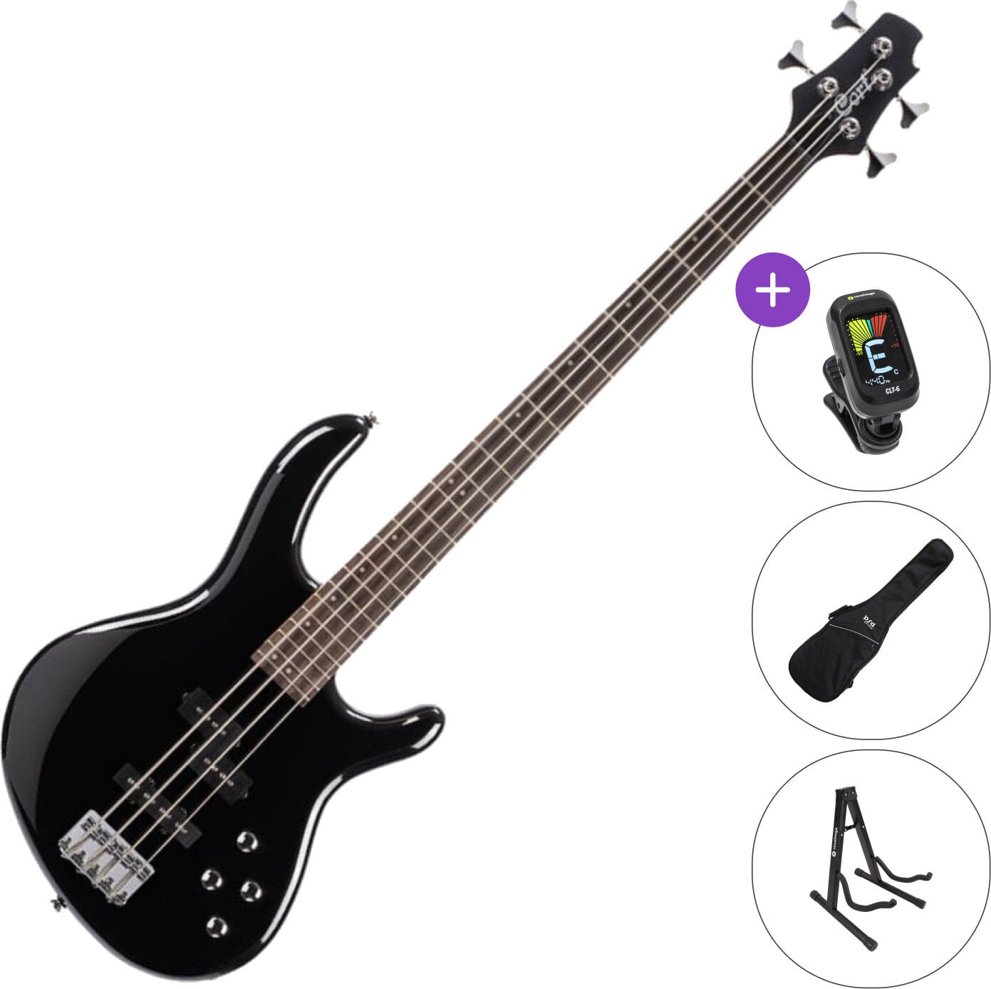 Bajo de 4 cuerdas Cort Action Bass Plus SET Black Bajo de 4 cuerdas
