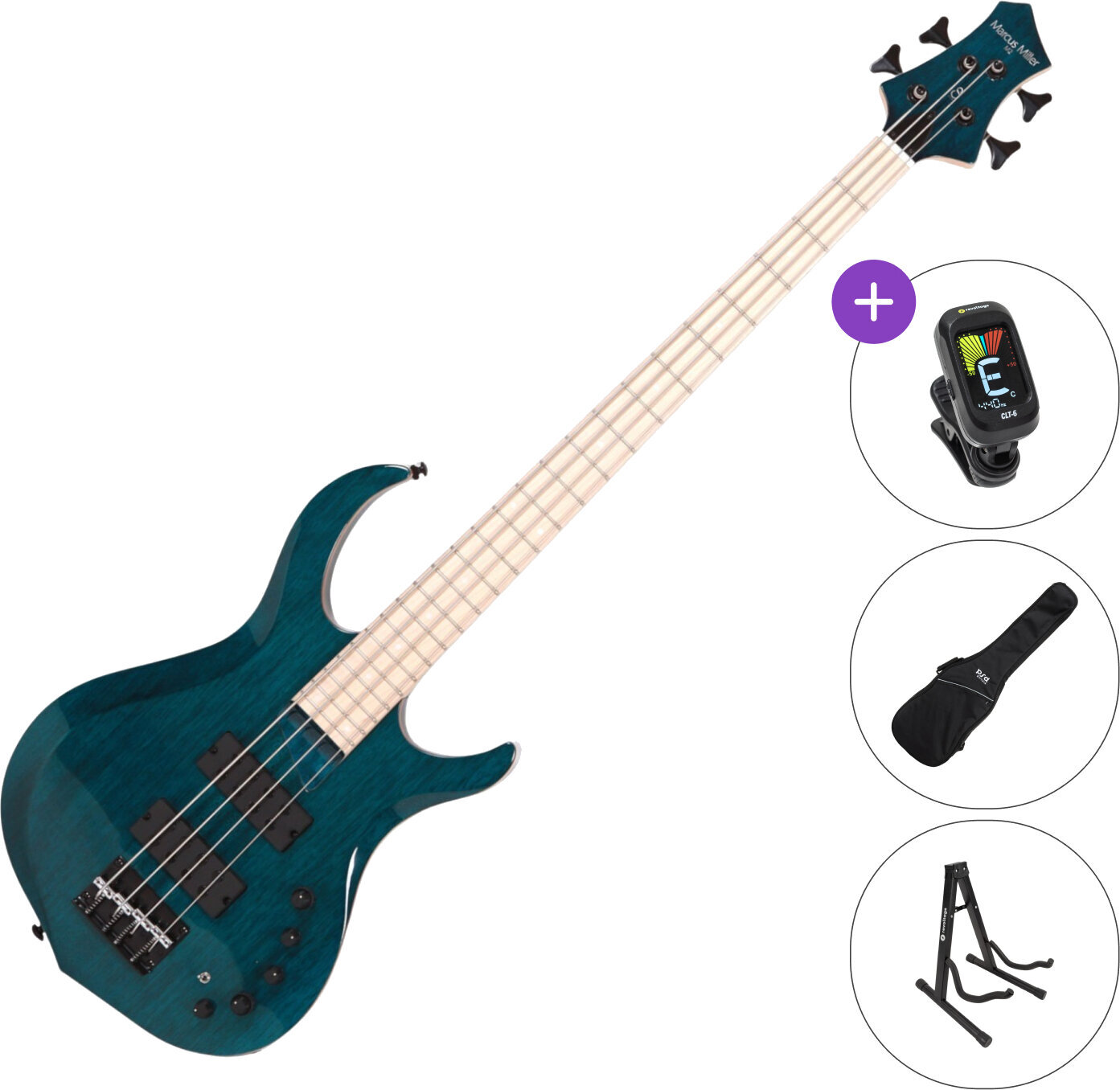 4-strengs bassgitar Sire Marcus Miller M2 4 Transparent Blue 2nd Gen SET