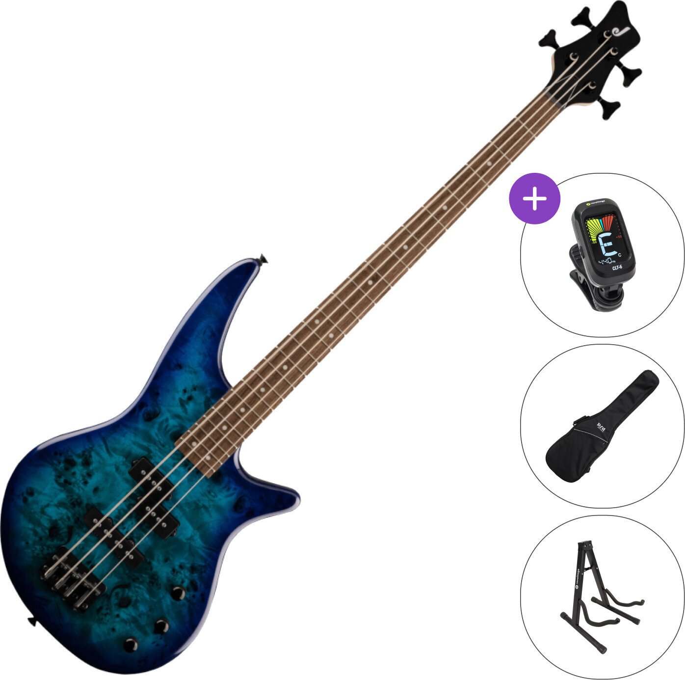 E-Bass Jackson JS Series Spectra Bass JS2P SET Blue Burst E-Bass