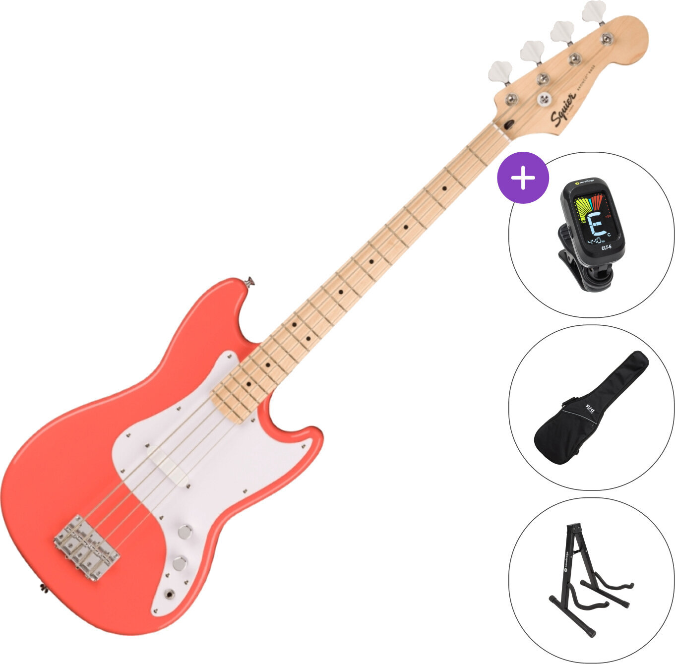 Električna bas kitara Fender Squier Sonic Bronco Bass LRL SET Tahitian Coral Električna bas kitara