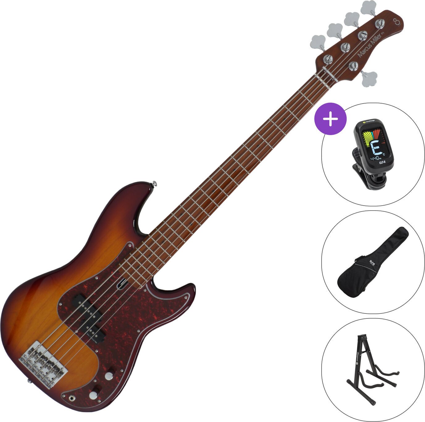 5-string Bassguitar Sire Marcus Miller P5 Alder-5 SET Tobacco Sunburst 5-string Bassguitar