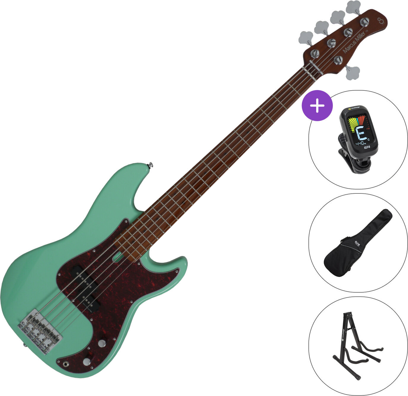 5-string Bassguitar Sire Marcus Miller P5 Alder-5 SET Green 5-string Bassguitar