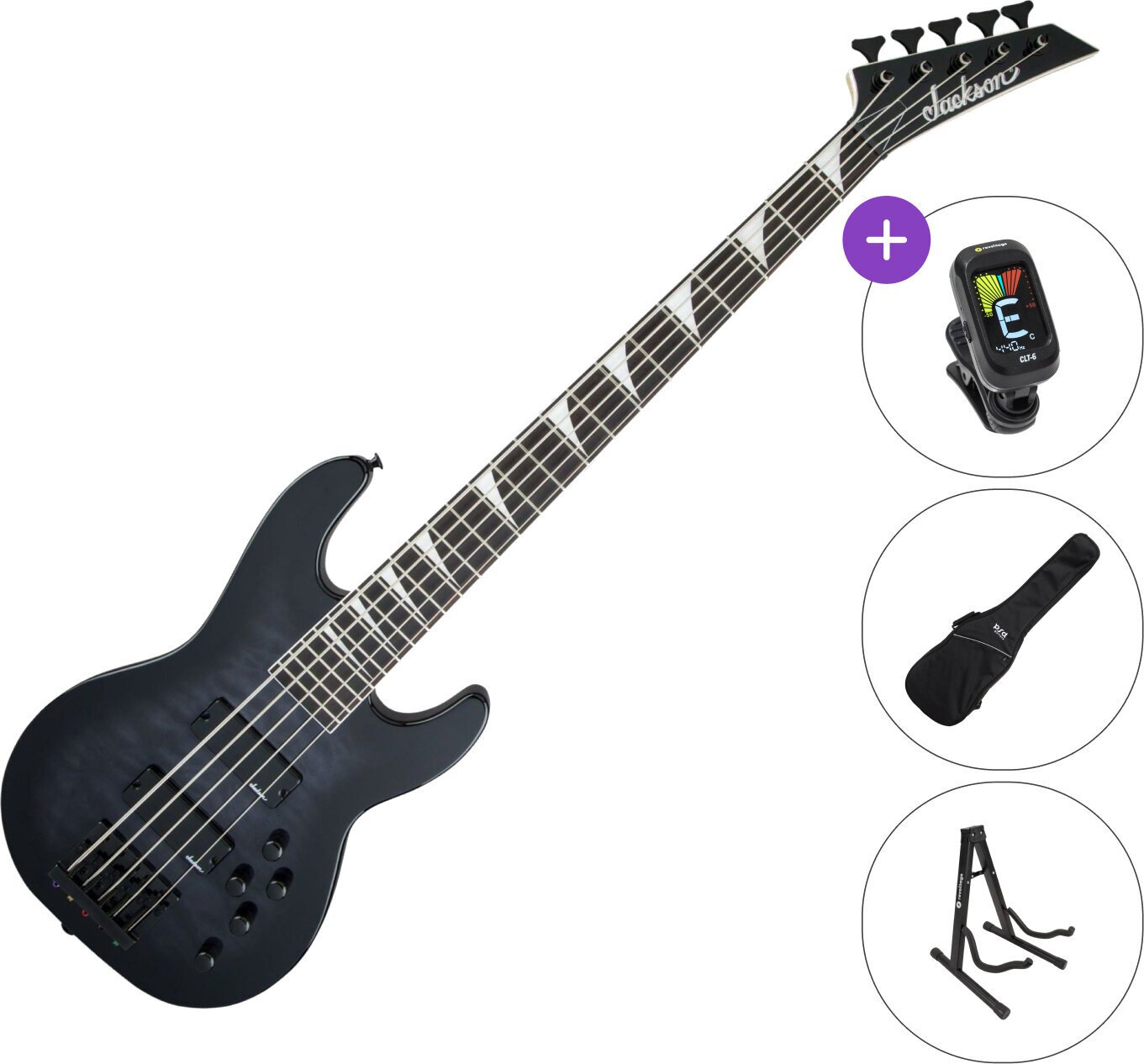 5-string Bassguitar Jackson JS Series Concert Bass JS3VQ AH SET Transparent Black Sunburst 5-string Bassguitar