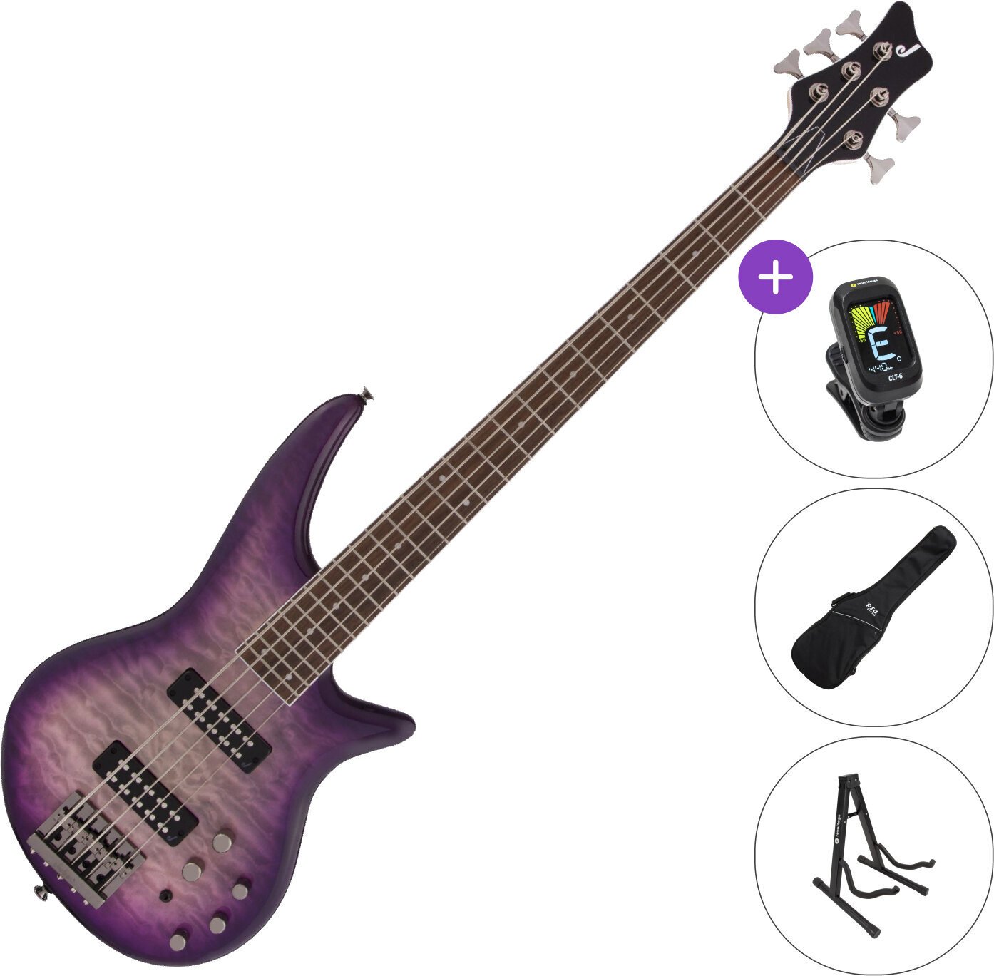 5-string Bassguitar Jackson JS Series Spectra Bass JS3Q V SET Purple Phaze 5-string Bassguitar