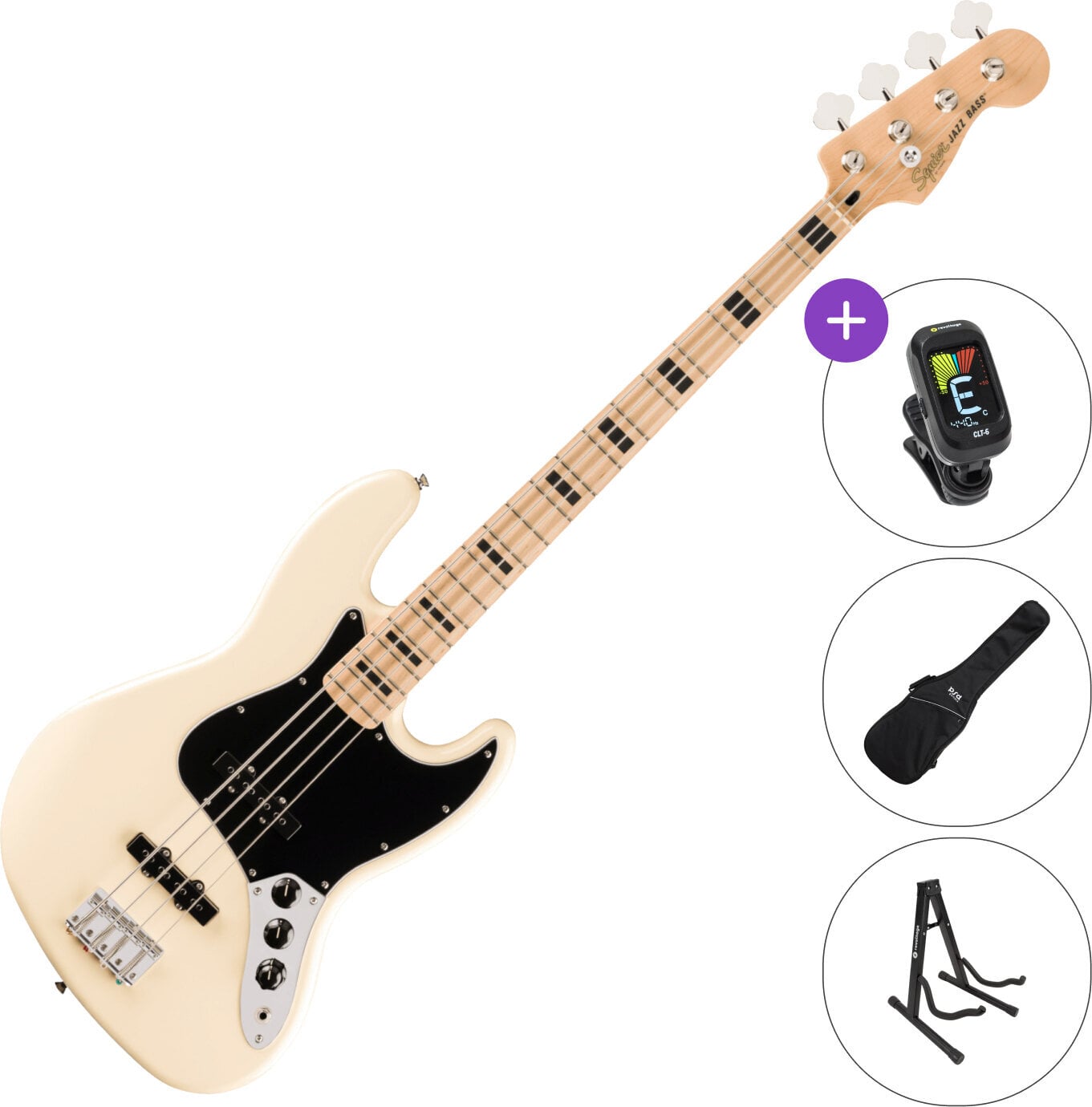 Elektrische basgitaar Fender Squier Affinity Series Active Jazz Bass MN SET Olympic White Elektrische basgitaar