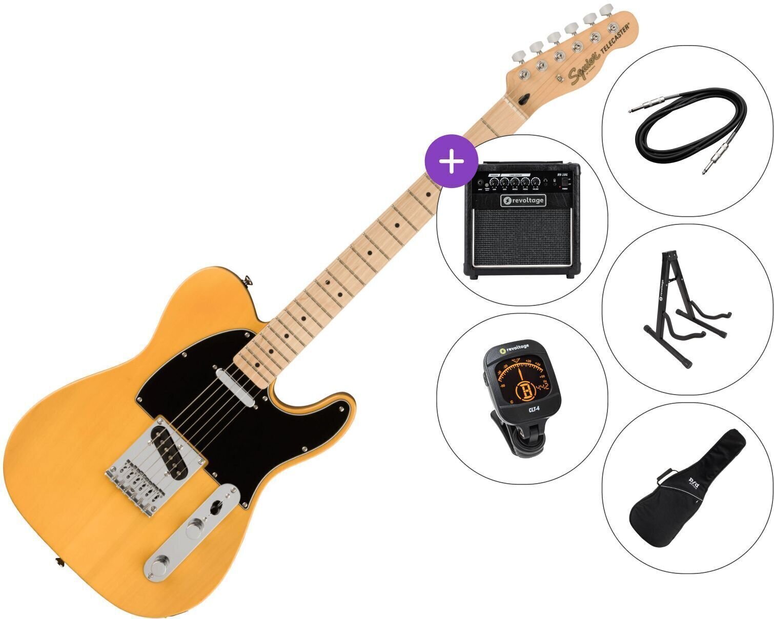 Електрическа китара Fender Squier Affinity Series Telecaster MN BPG SET 2 Butterscotch Blonde Електрическа китара