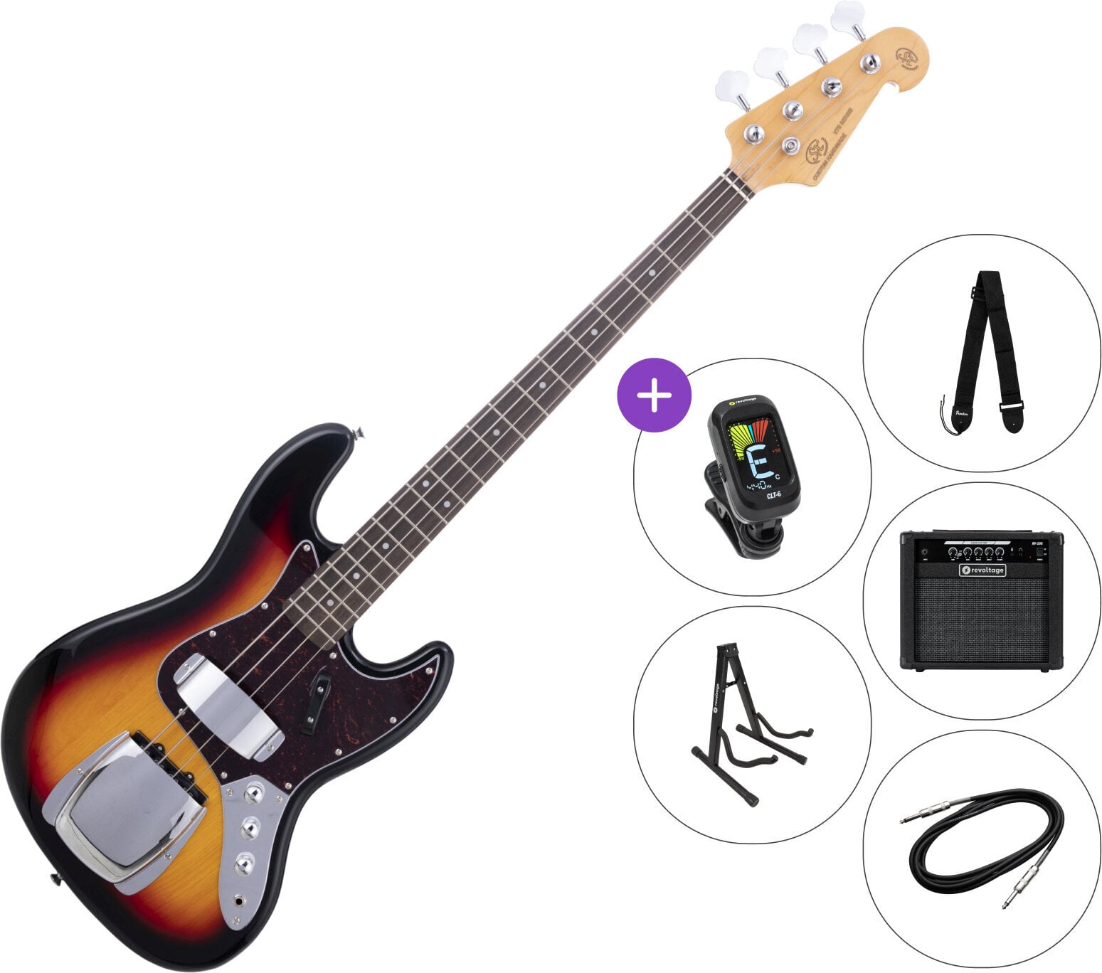 E-Bass SX SJB62C+ SET 2 3-Tone Sunburst E-Bass