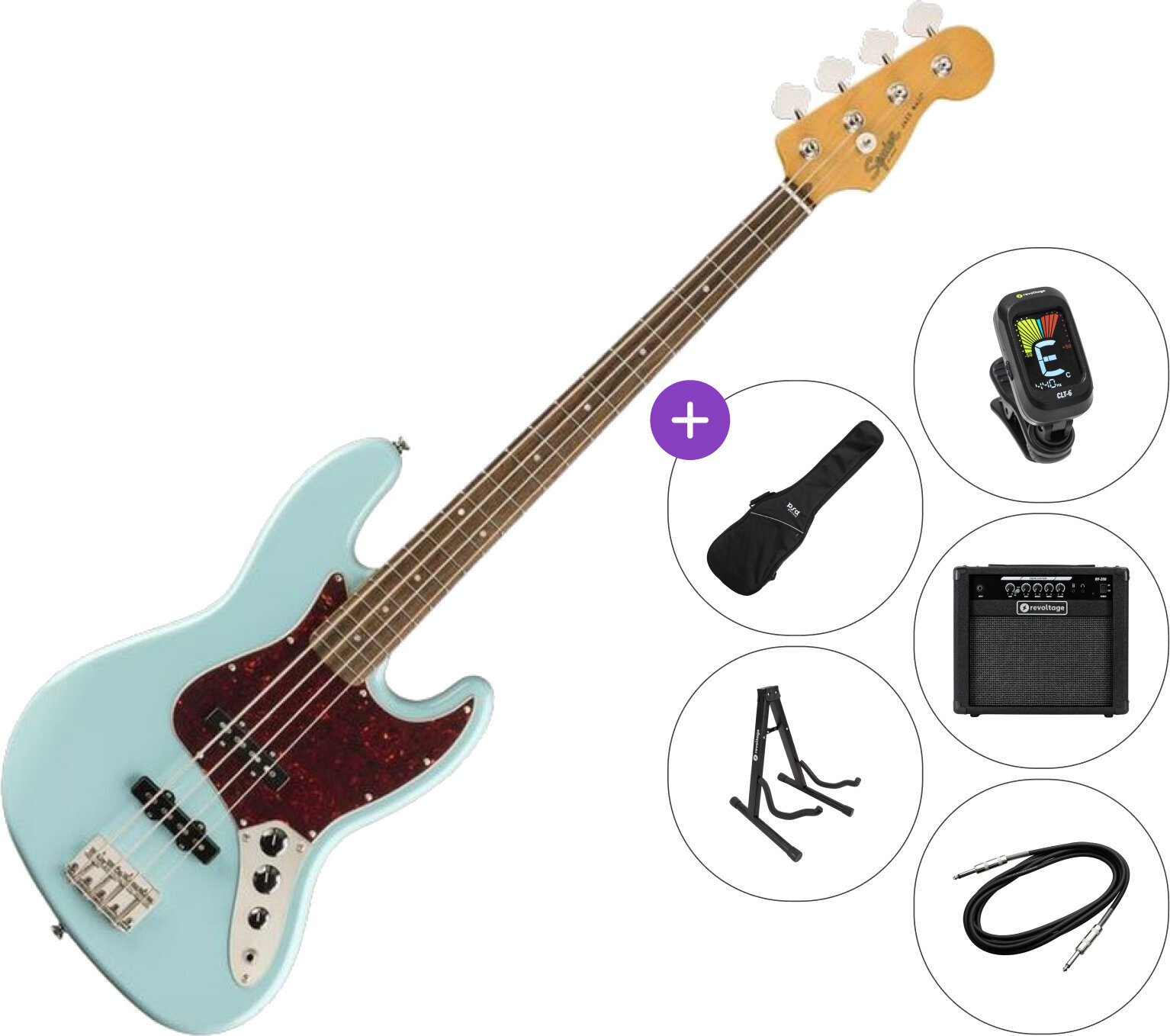 Električna bas kitara Fender Squier Classic Vibe '60s Jazz Bass IL SET 2 Daphne Blue Električna bas kitara