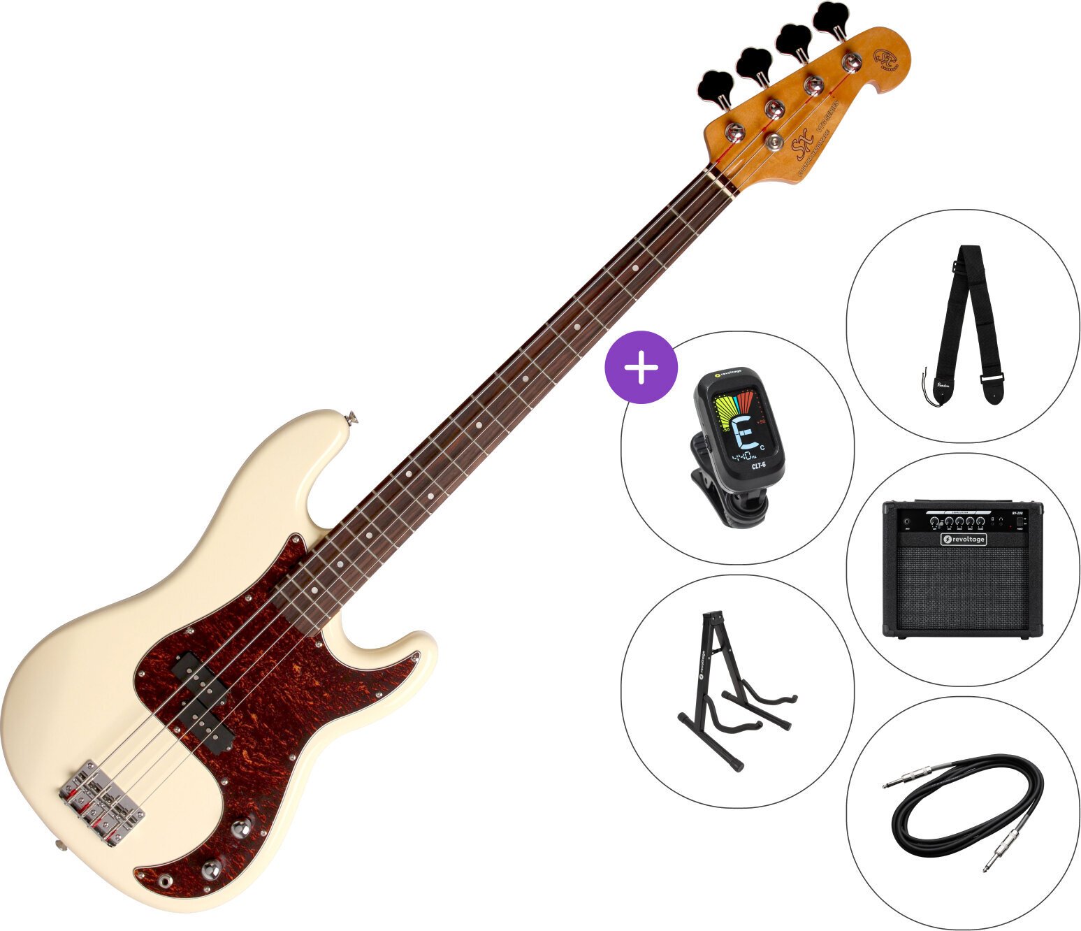 E-Bass SX SPB62 SET 2 Vintage White E-Bass