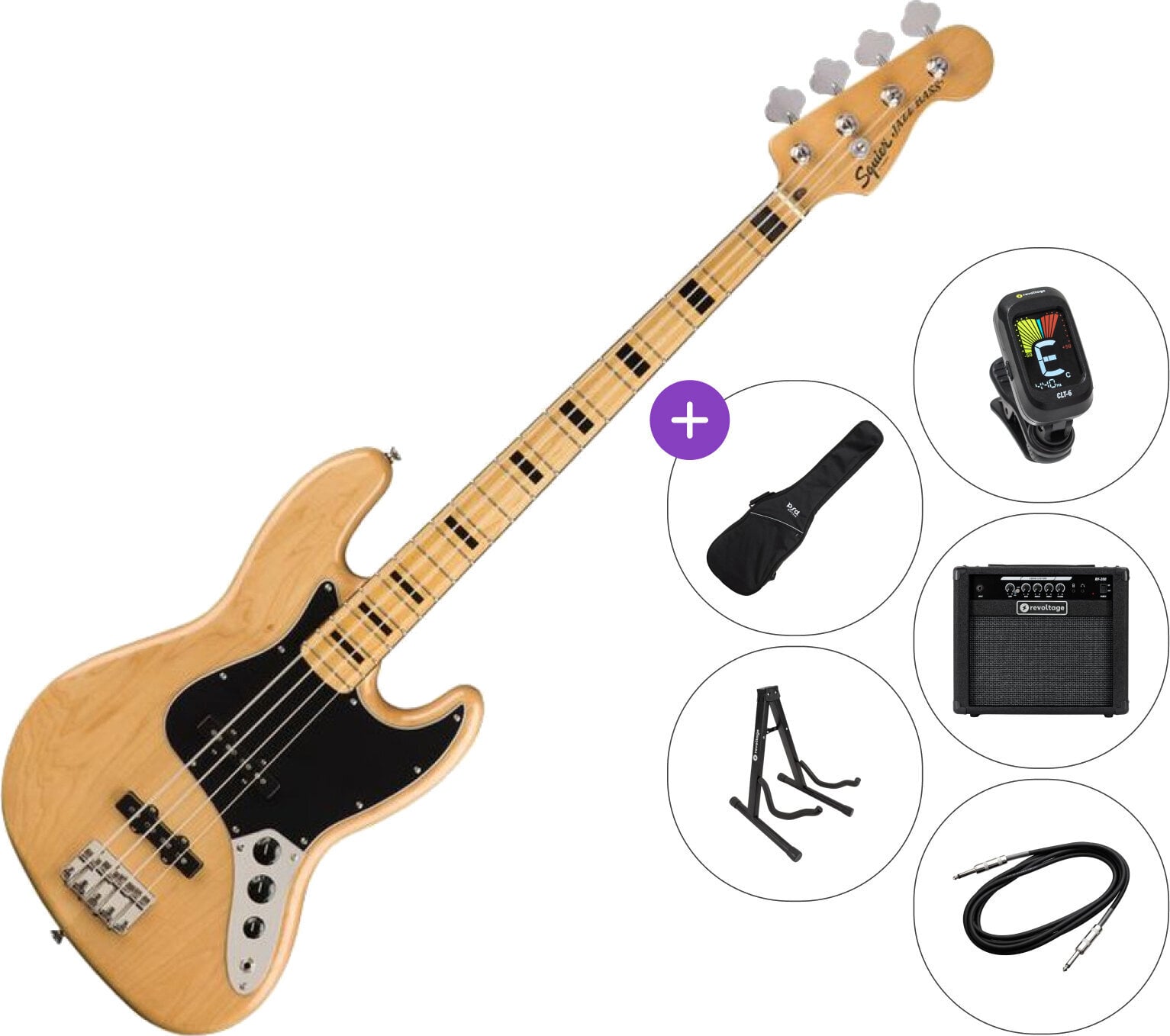 Basso Elettrico Fender Squier Classic Vibe '70s Jazz Bass MN SET 2 Natural Basso Elettrico