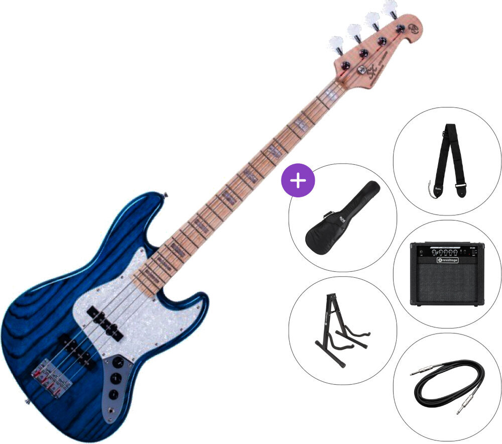 Електрическа бас китара SX SJB75 SET 2 Trans Blue Електрическа бас китара