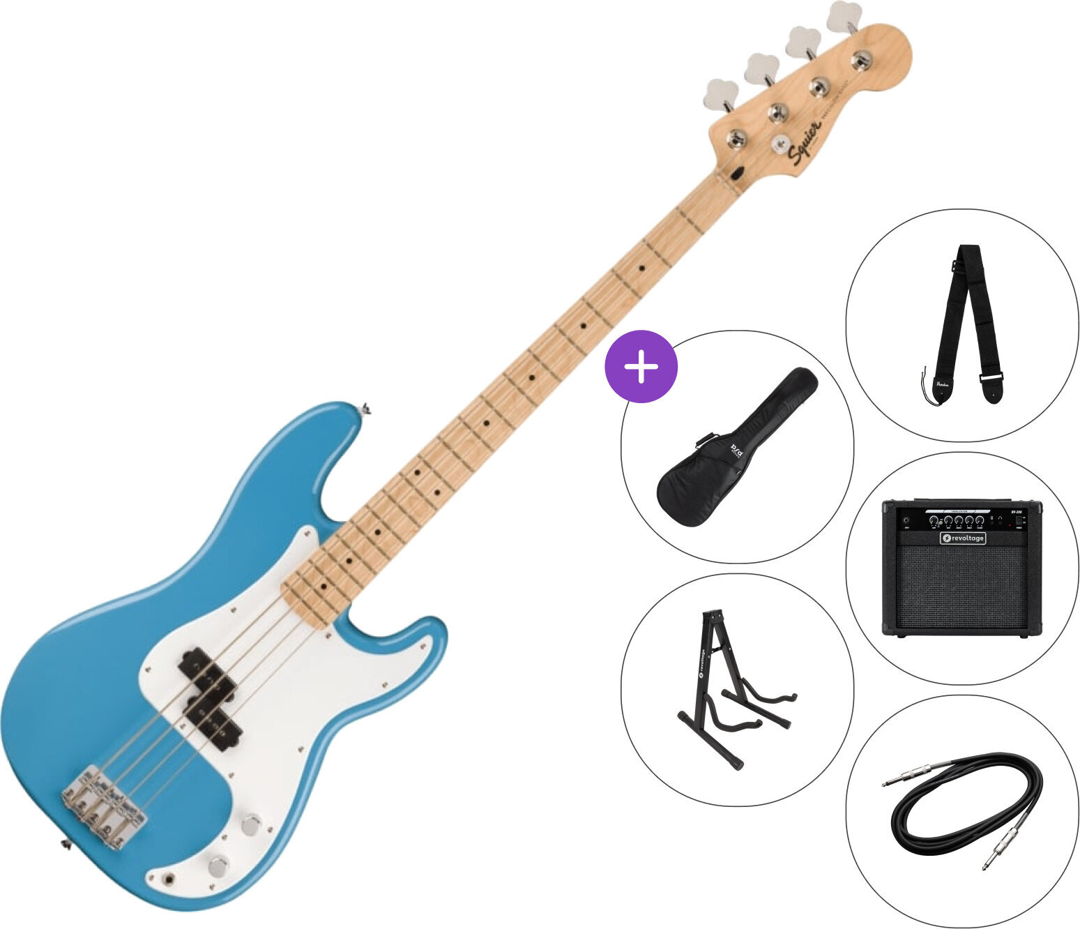 E-Bass Fender Squier Sonic Precision Bass MN SET 2 California Blue E-Bass