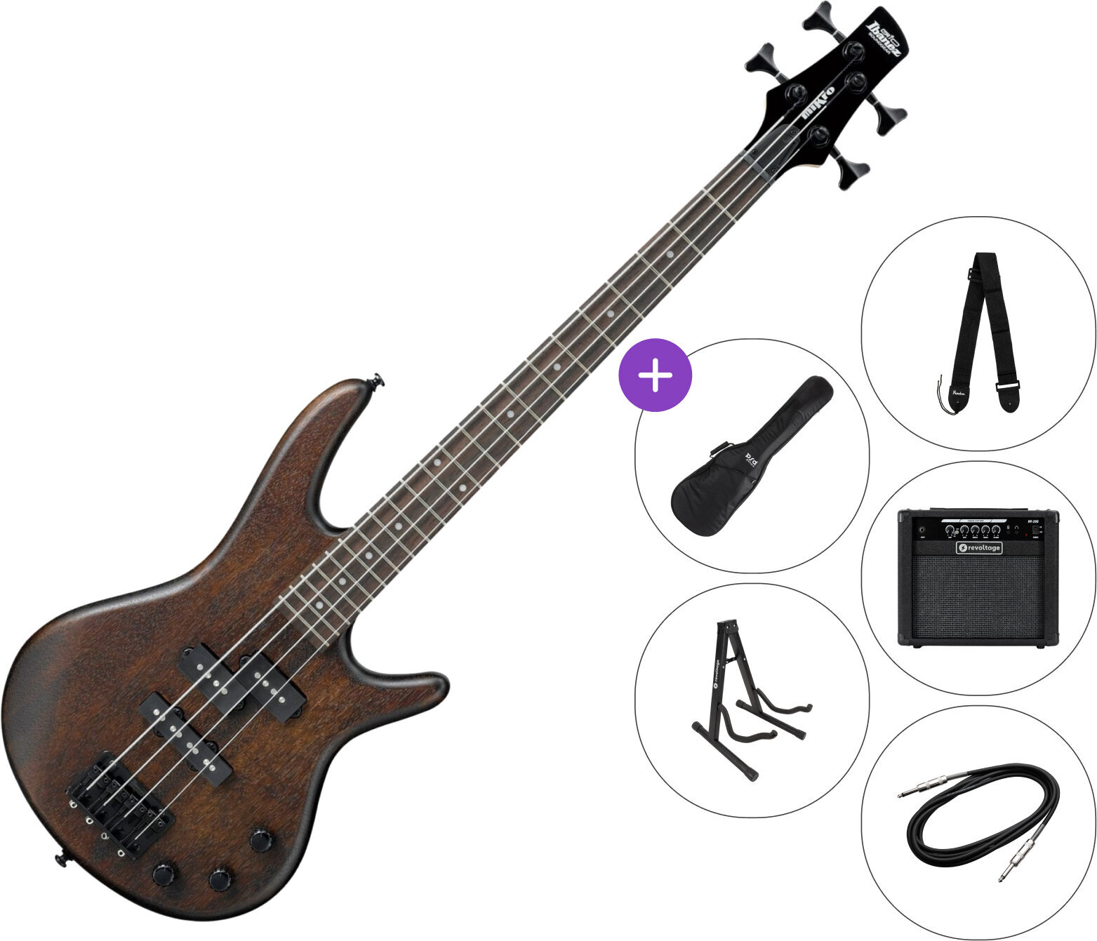 Električna bas gitara Ibanez GSRM20B-WNF SET 2 Walnut Flat Električna bas gitara