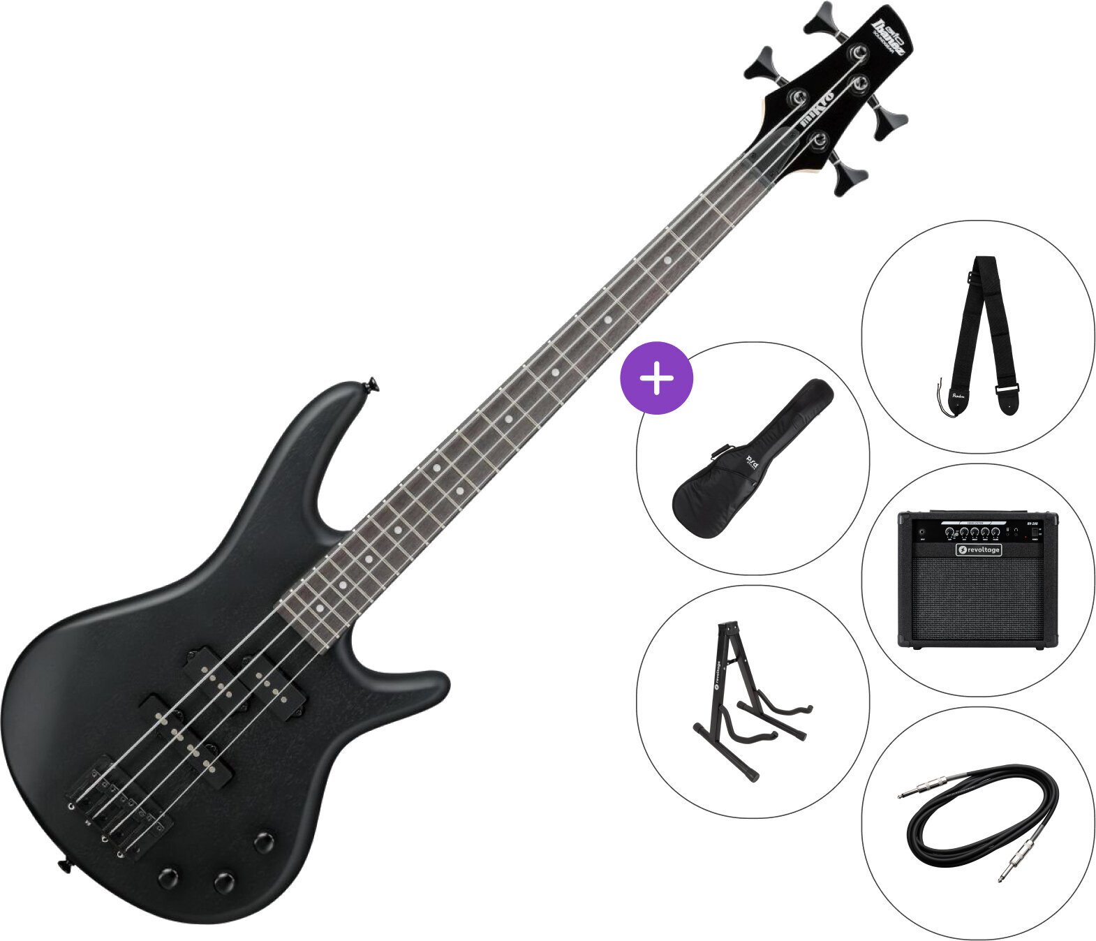 Basso Elettrico Ibanez GSRM20B-WK SET 2 Weathered Black Basso Elettrico