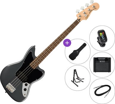 E-Bass Fender Squier Affinity Series Jaguar Bass SET 2 Charcoal Frost Metallic E-Bass - 1