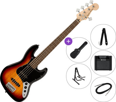 5 stygų bosinė gitara Fender Squier Affinity Series Jazz Bass V LRL BPG 3-Color Sunburst SET 2 - 1