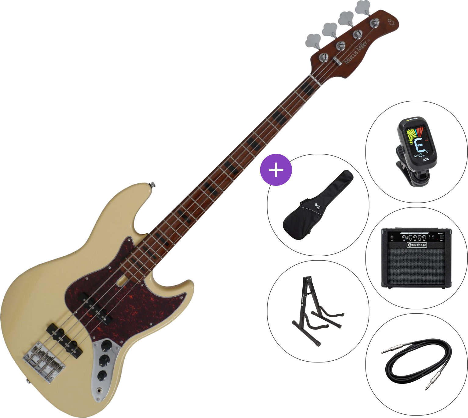 Električna bas gitara Sire Marcus Miller V5 Alder-4 SET 2 Vintage White Električna bas gitara