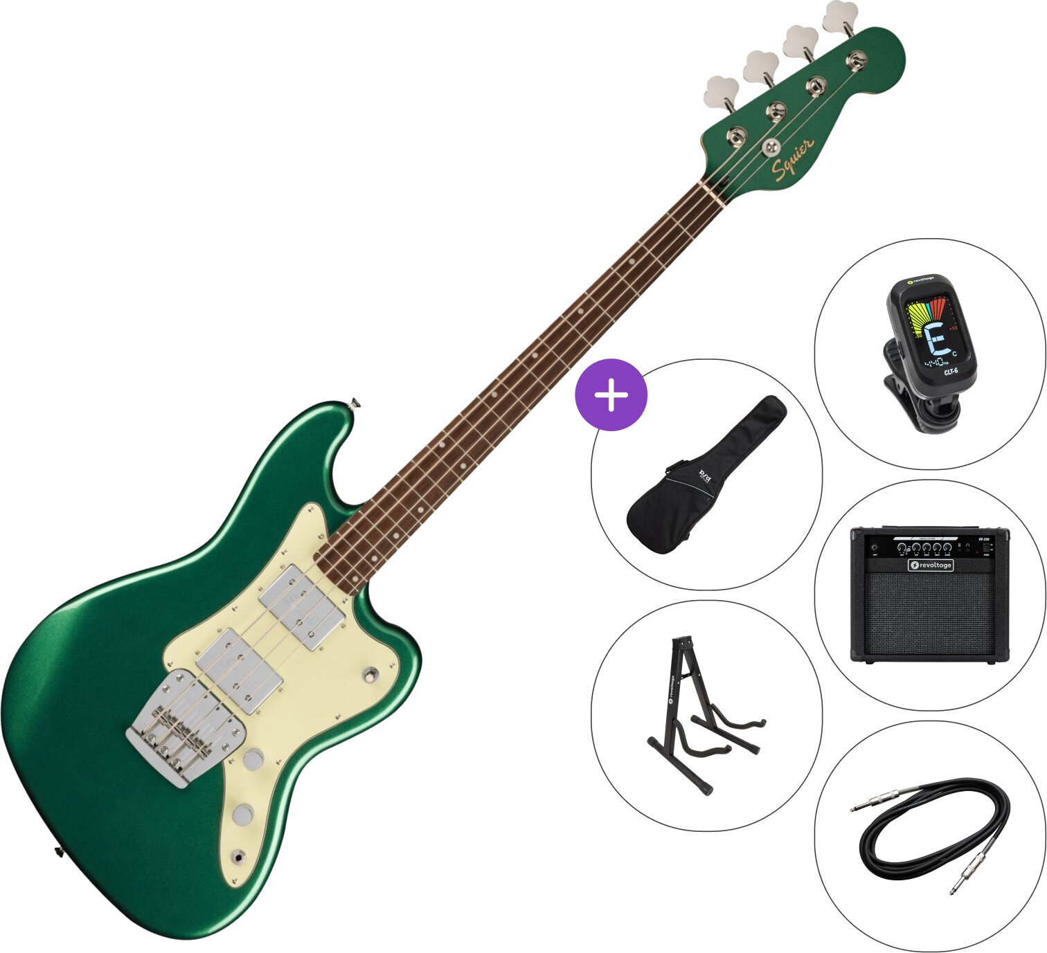 Basso Elettrico Fender Squier Paranormal Rascal Bass HH SET 2 Sherwood Green Basso Elettrico