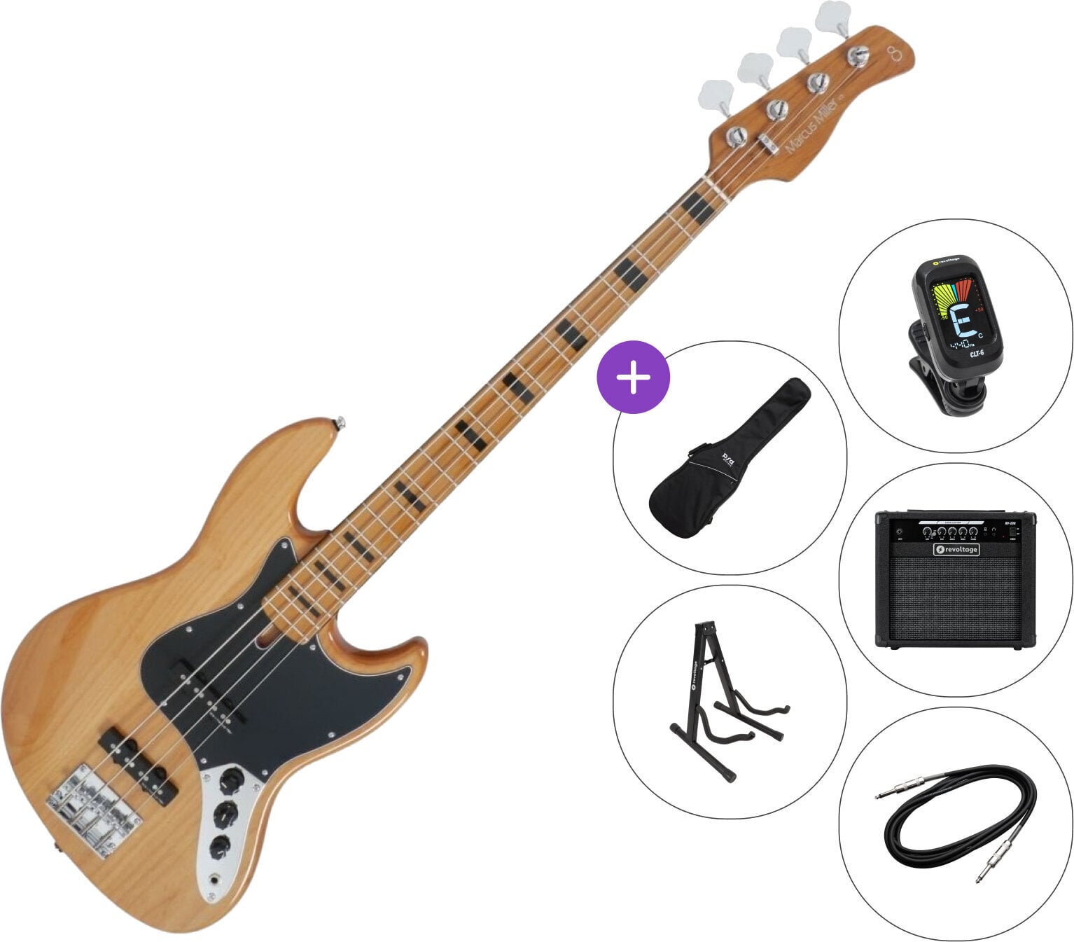 Elektrická basgitara Sire Marcus Miller V5 Alder-4 SET 2 Natural Elektrická basgitara