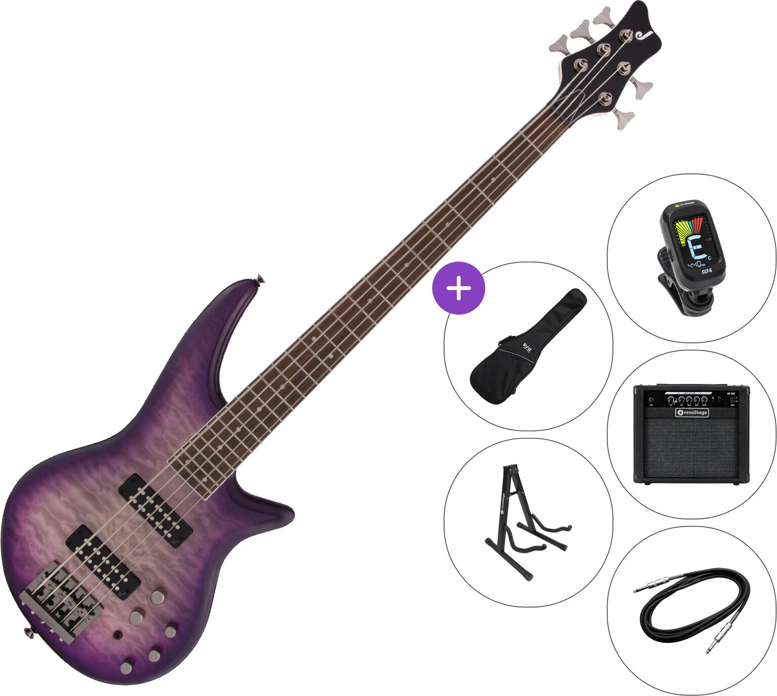 5-string Bassguitar Jackson JS Series Spectra Bass JS3Q V SET 2 Purple Phaze 5-string Bassguitar