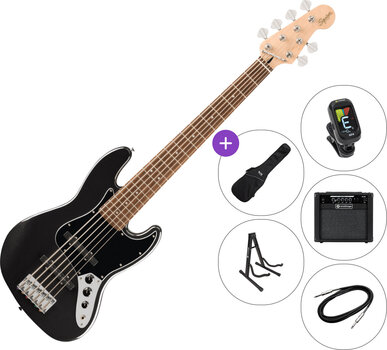 6-kielinen bassokitara Fender Squier Affinity Series Jazz Bass VI LRL SET 2 Black Metallic 6-kielinen bassokitara - 1