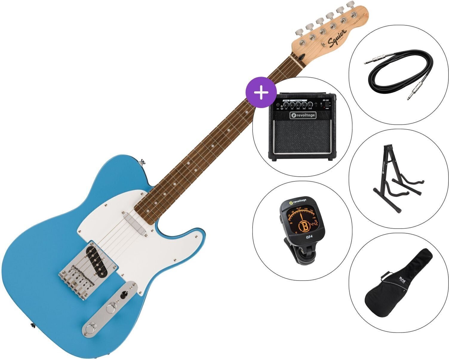 E-Gitarre Fender Squier Sonic Telecaster LRL SET 2 California Blue E-Gitarre