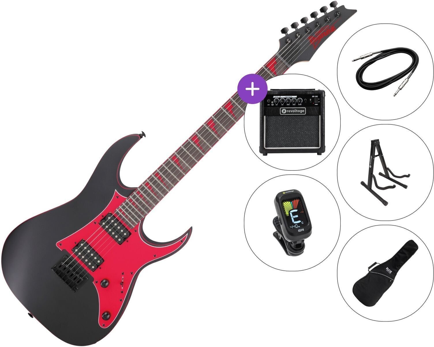 Gitara elektryczna Ibanez GRG131DX-BKF SET 2 Black Flat Gitara elektryczna