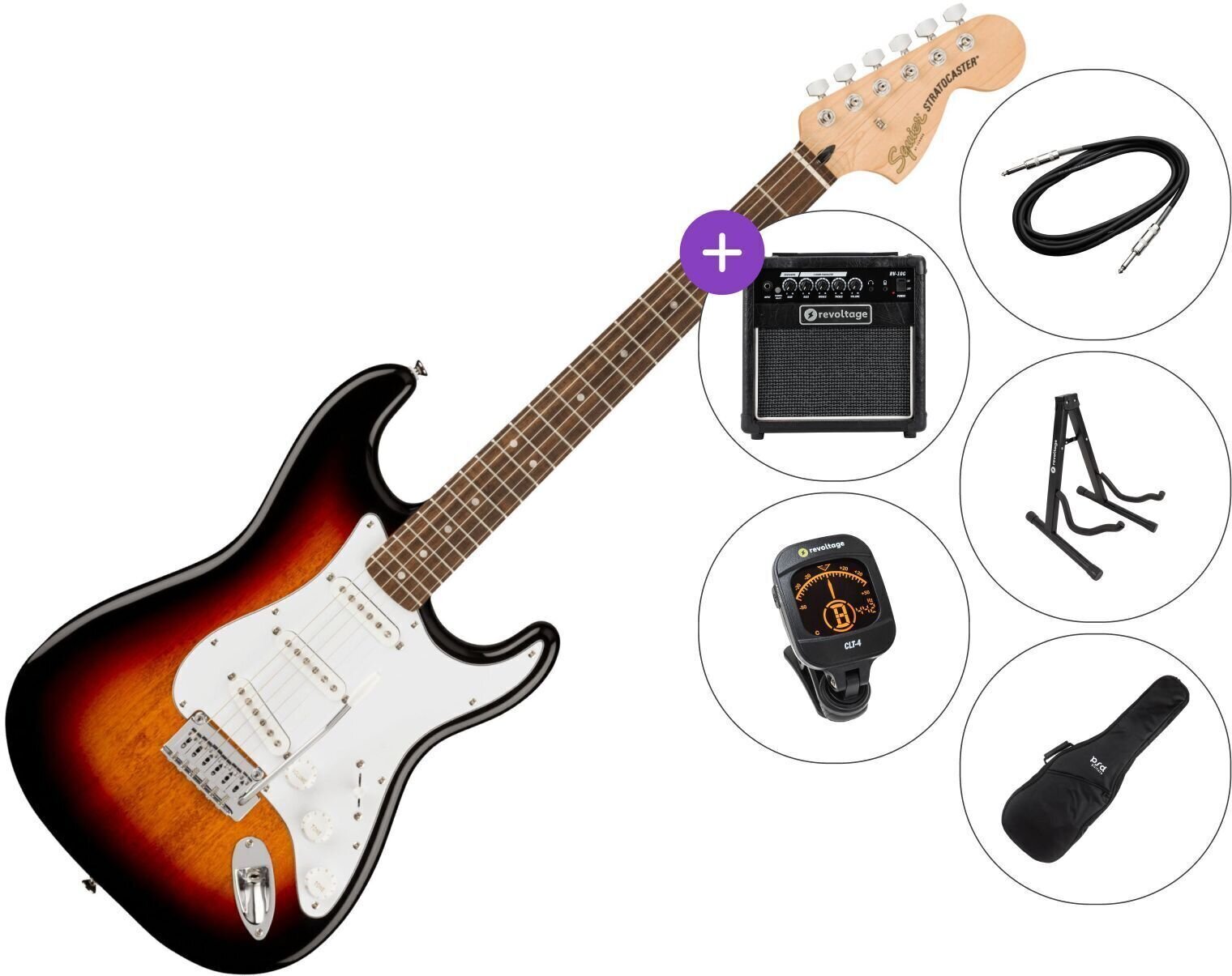 Električna kitara Fender Squier Affinity Series Stratocaster SET 2 3-Color Sunburst Električna kitara