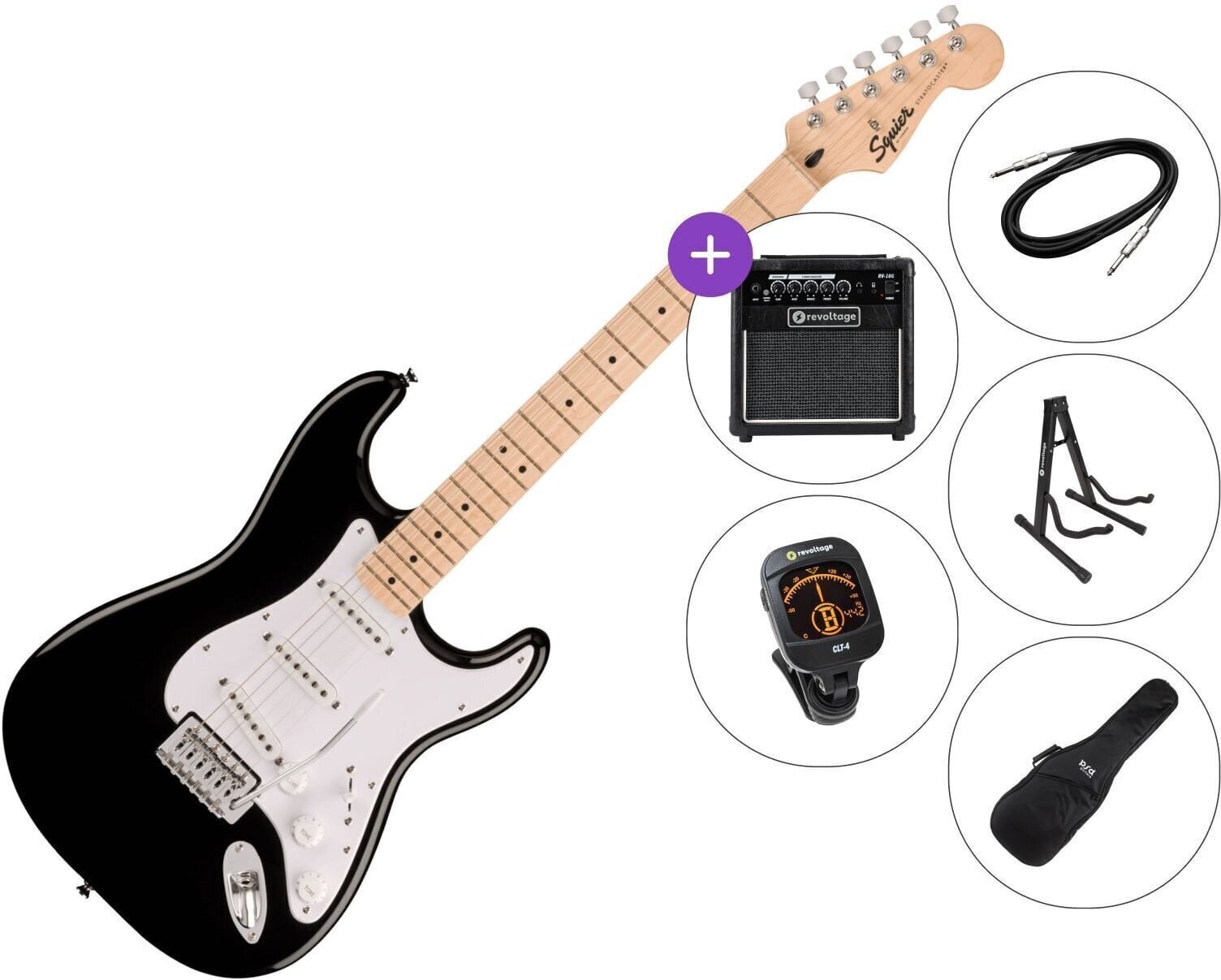 Električna gitara Fender Squier Sonic Stratocaster MN SET 2 Black Električna gitara