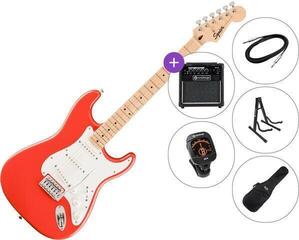 Elektrische gitaar Fender Squier FSR Limited Edition Sonic Stratocaster SET 2 Fiesta Red Elektrische gitaar