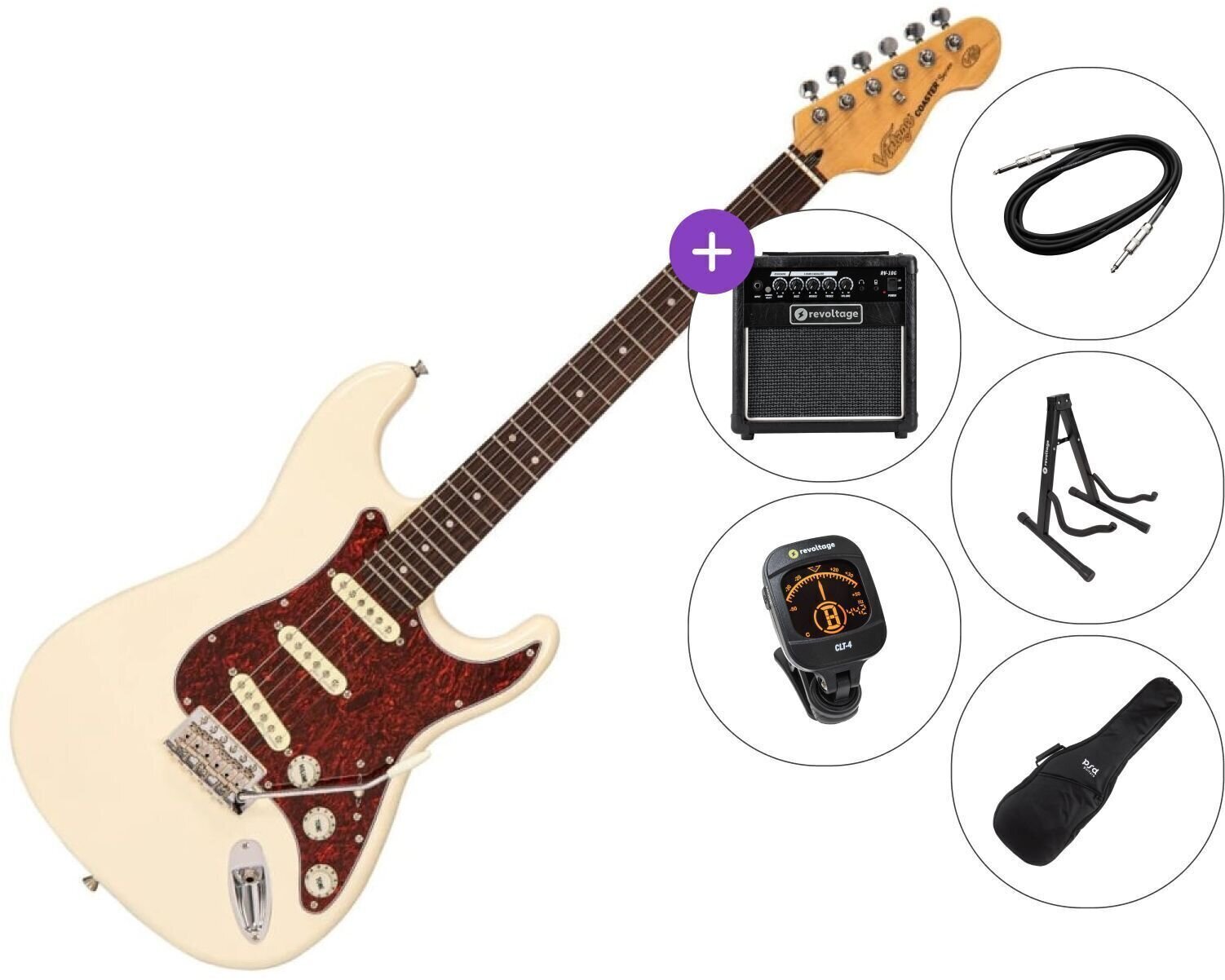 Elektrická kytara Vintage V60 Coaster SET 2 Vintage White Elektrická kytara