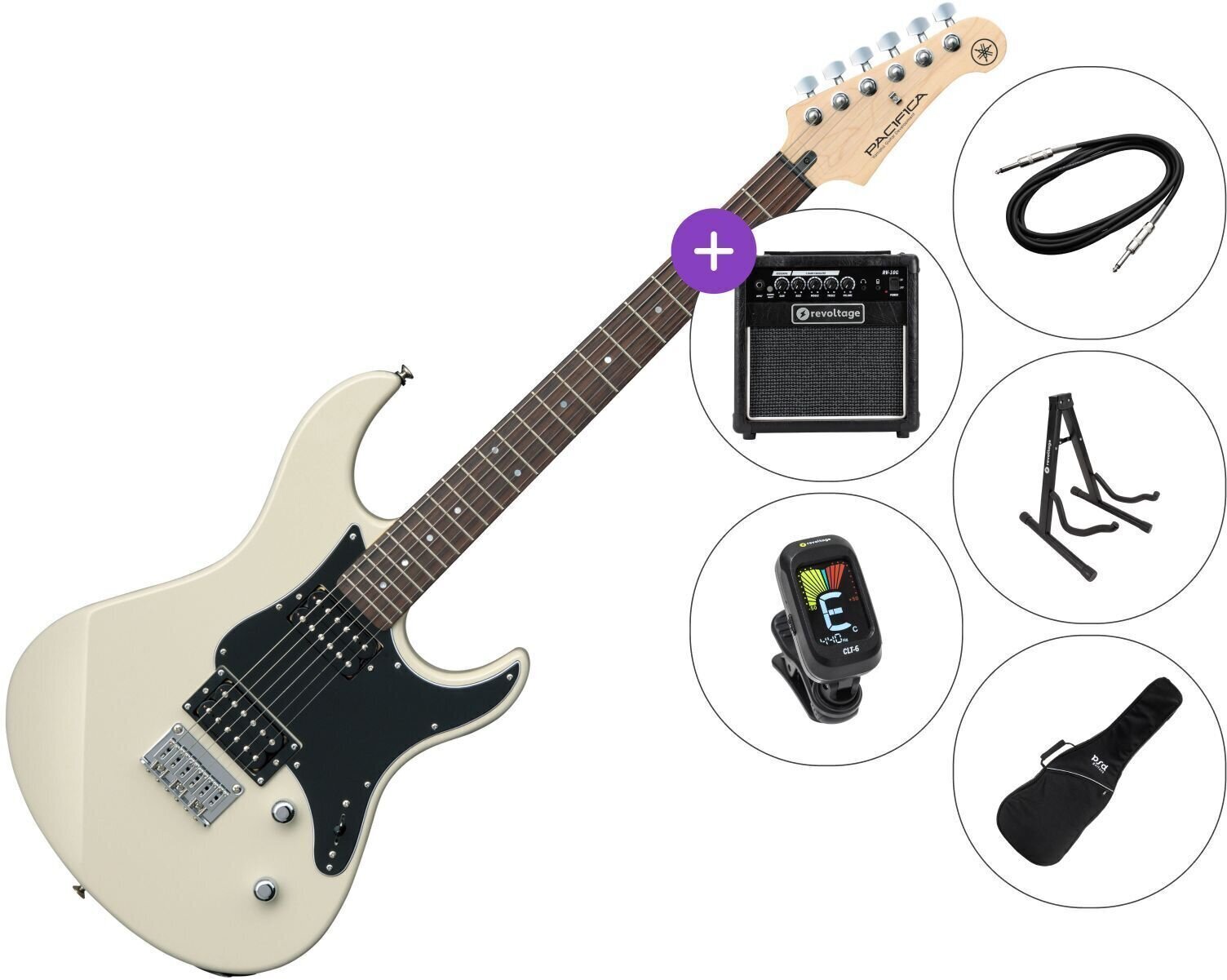 Elektrická kytara Yamaha Pacifica 120H SET 2 Vintage White Elektrická kytara