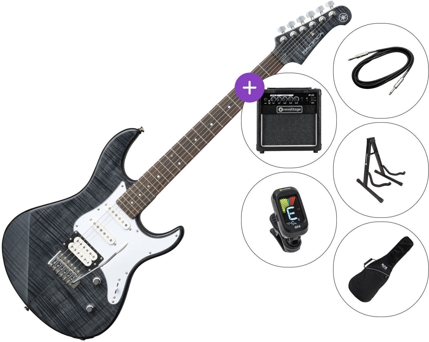 Elektrická kytara Yamaha Pacifica 212V FM SET 2 Translucent Black Elektrická kytara