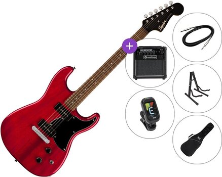 Elektrisk guitar Fender Squier Paranormal Strat-O-Sonic SET 2 Crimson Red Transparent Elektrisk guitar - 1
