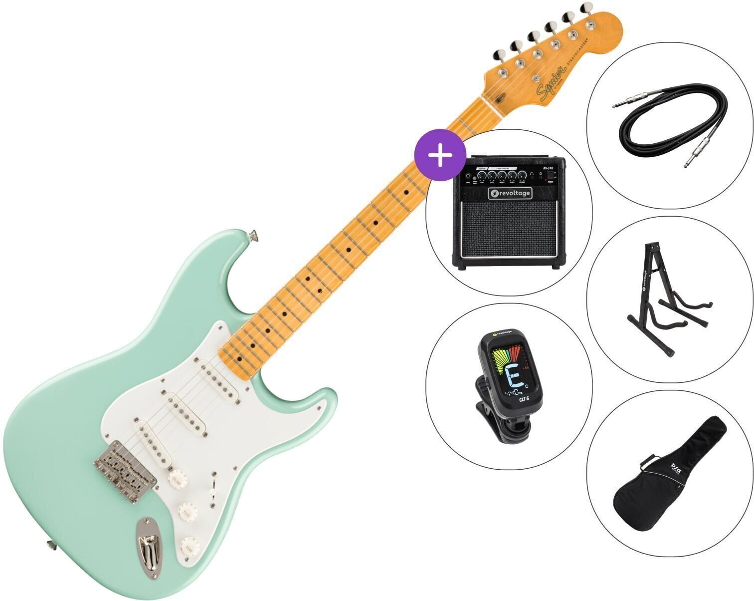 Električna kitara Fender Squier Classic Vibe '50s Stratocaster HT MN SET 2 Surf Green Električna kitara