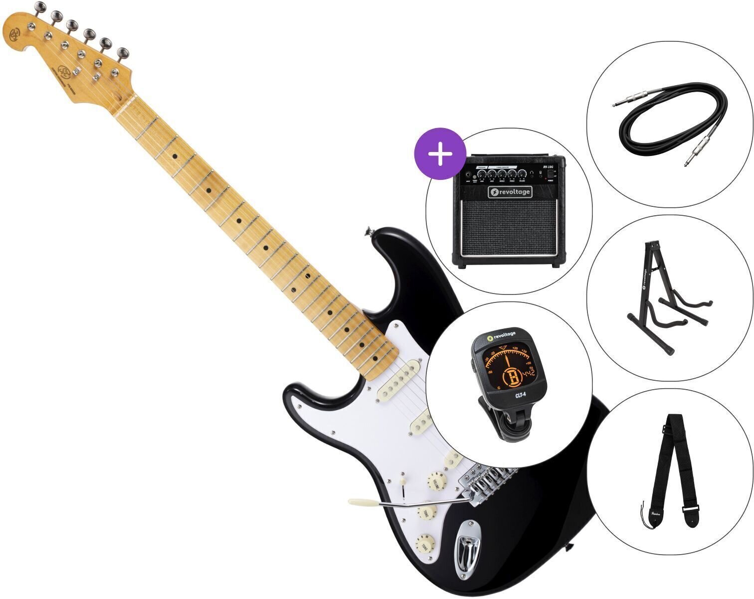 SX SST57+/LH SET 2 Black Elektrická gitara