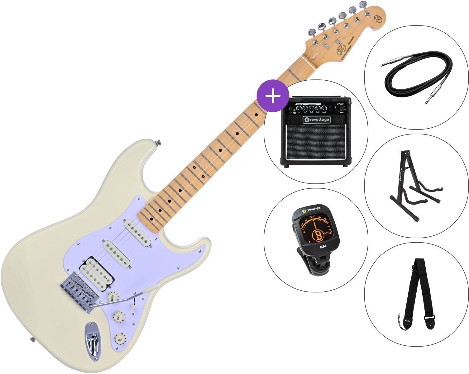 Guitarra eléctrica SX SST57+ /HSS SET 2 Vintage White Guitarra eléctrica