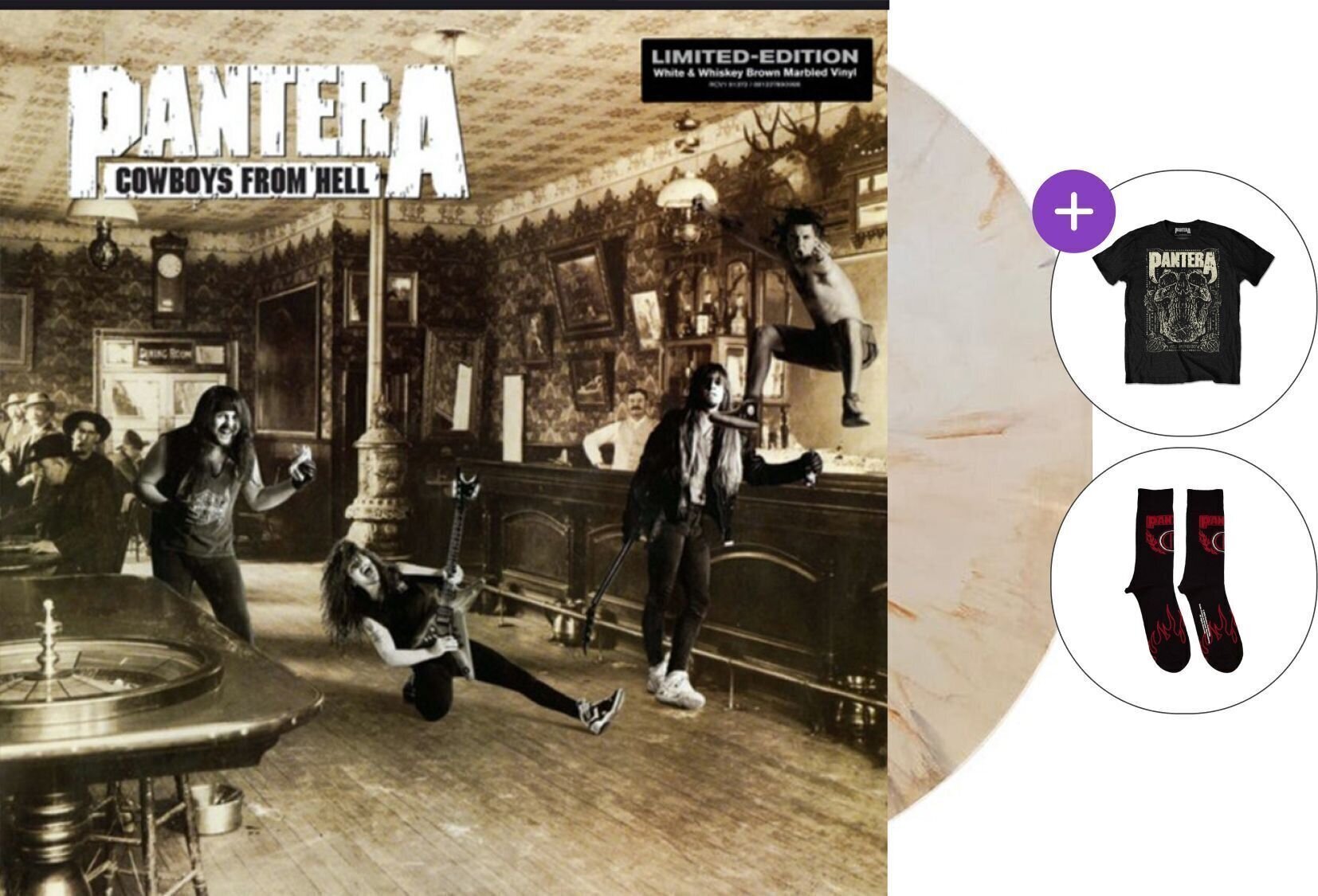 Coffret cadeau Pantera - Cowboys From Hell (Reissue) (Limited Edition) (White & Whiskey Brownarbled) (LP) SET 2XL 36-40