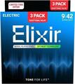 Elixir 16571 Optiweb 9-42 3-Pack Cordas para guitarra elétrica Mi