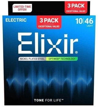 Струни для електрогітари Elixir 16572 Optiweb 10-46 3-Pack Струни для електрогітари - 1