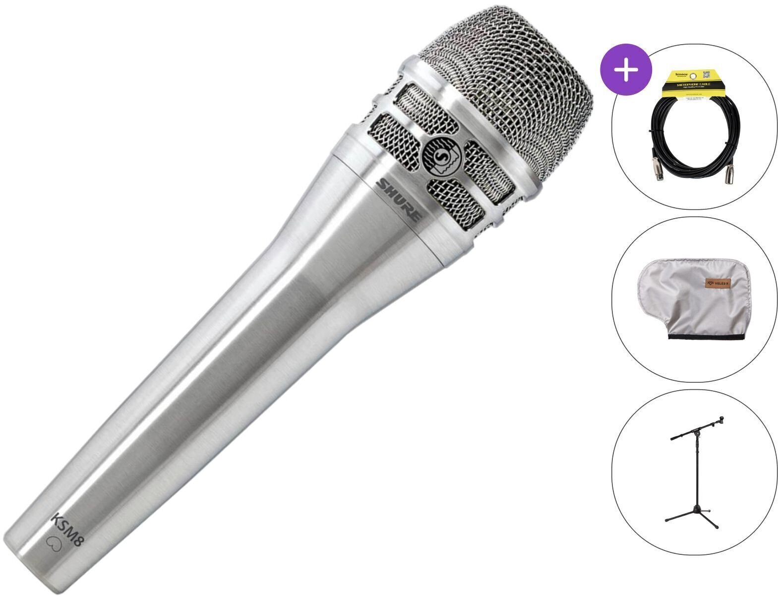 Dynamische zangmicrofoon Shure KSM8 N SET Dynamische zangmicrofoon