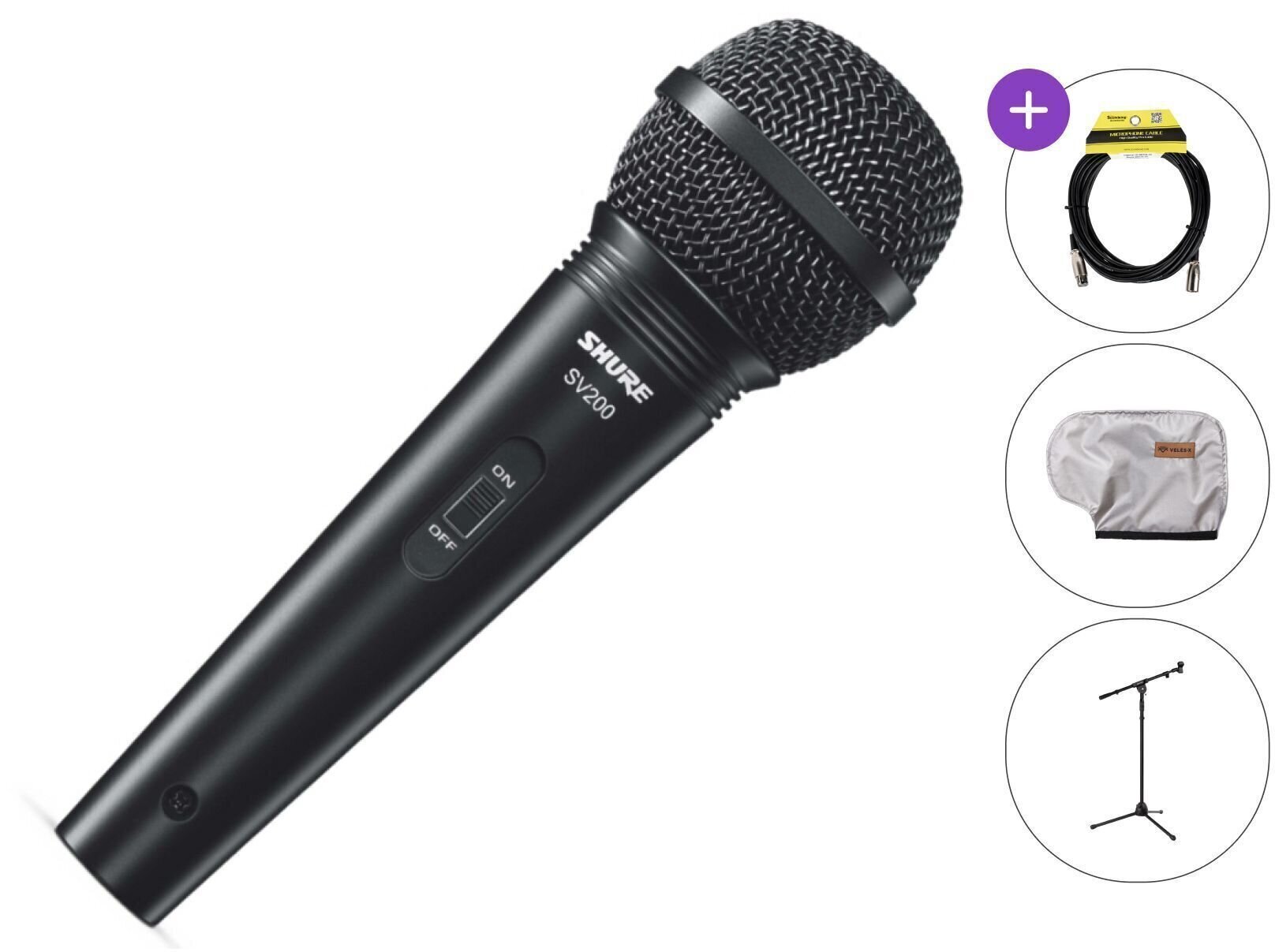 Dinamikus énekmikrofon Shure SV200 SET Dinamikus énekmikrofon