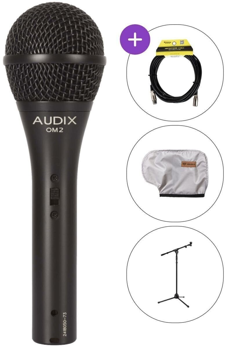 Microfone dinâmico para voz AUDIX OM2 SET Microfone dinâmico para voz