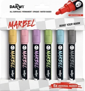 Flomaster Darwi Marbel Set flomastera 4 mm Pastel 6 kom - 1