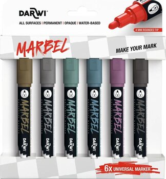 Felt-Tip Pen Darwi Marbel Set of markers 4 mm Metallic 6 pcs - 1