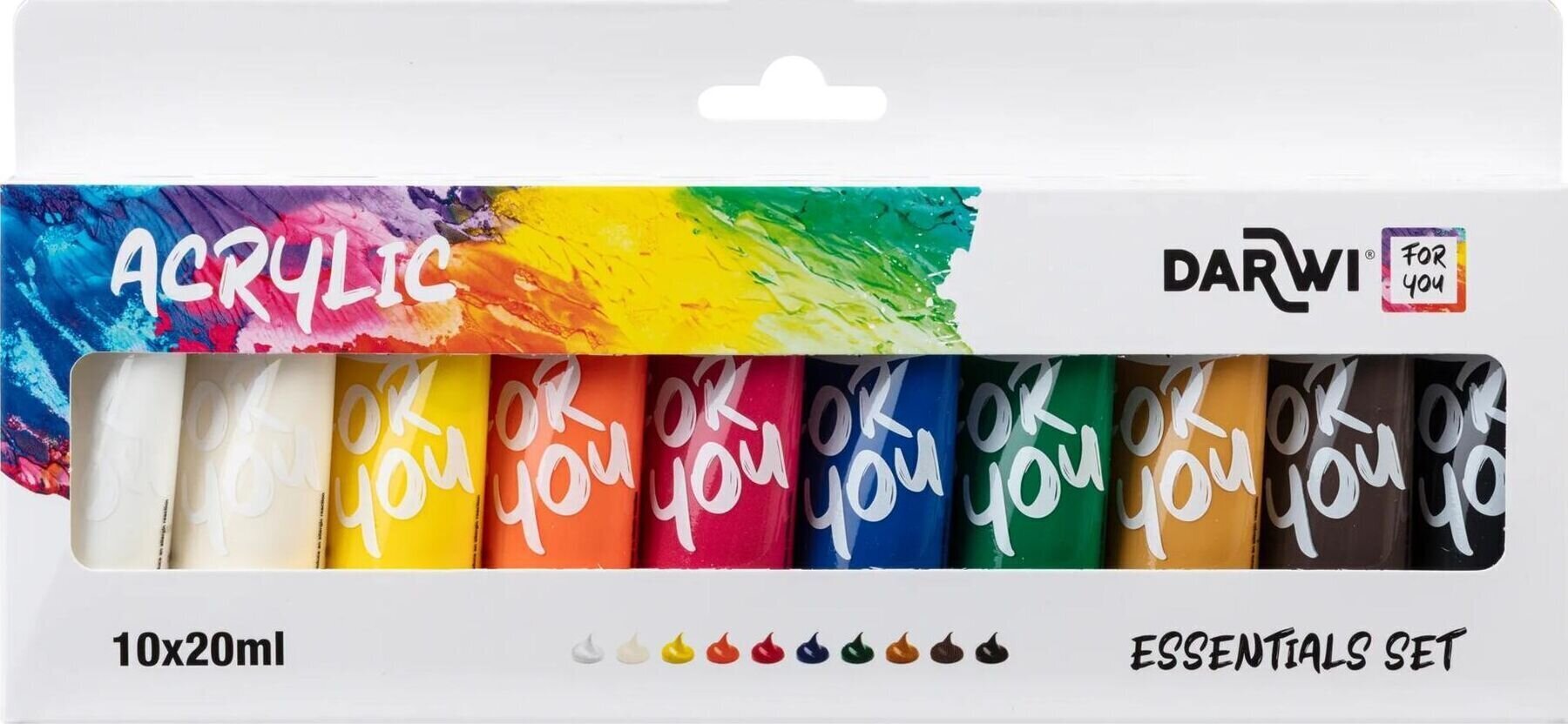Culoare acrilică Darwi DFY Set de vopsele acrilice 10 x 20 ml
