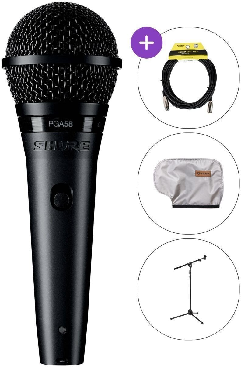 Dinamikus énekmikrofon Shure PGA58-XLR SET Dinamikus énekmikrofon