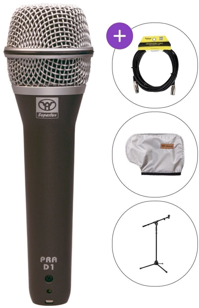 Dinamički mikrofon za vokal Superlux PRAD1 SET Dinamički mikrofon za vokal
