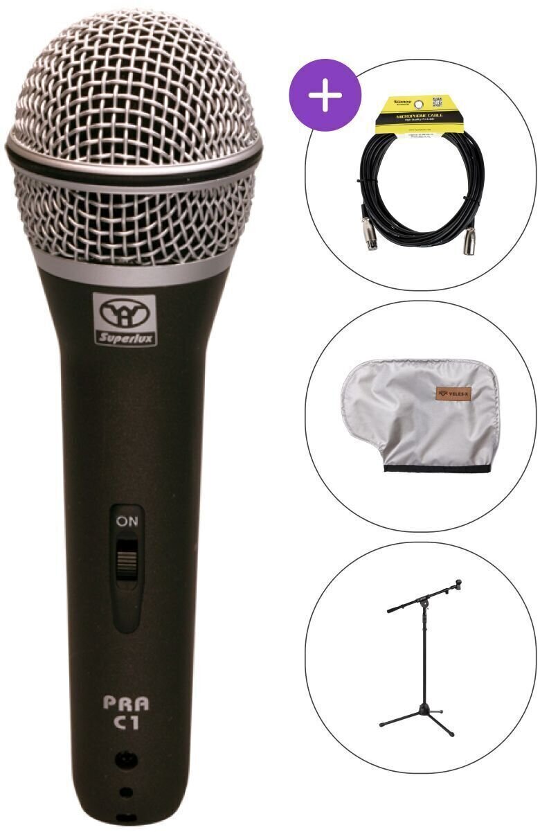 Dinamički mikrofon za vokal Superlux PRA-C1 SET Dinamički mikrofon za vokal