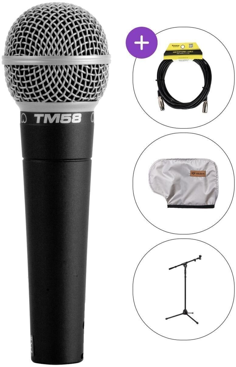 Dinamikus énekmikrofon Superlux TM58 SET Dinamikus énekmikrofon
